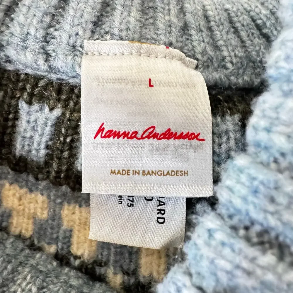 HANNA ANDERSSON Holiday Fair Isle Sweater Blue Size Large
